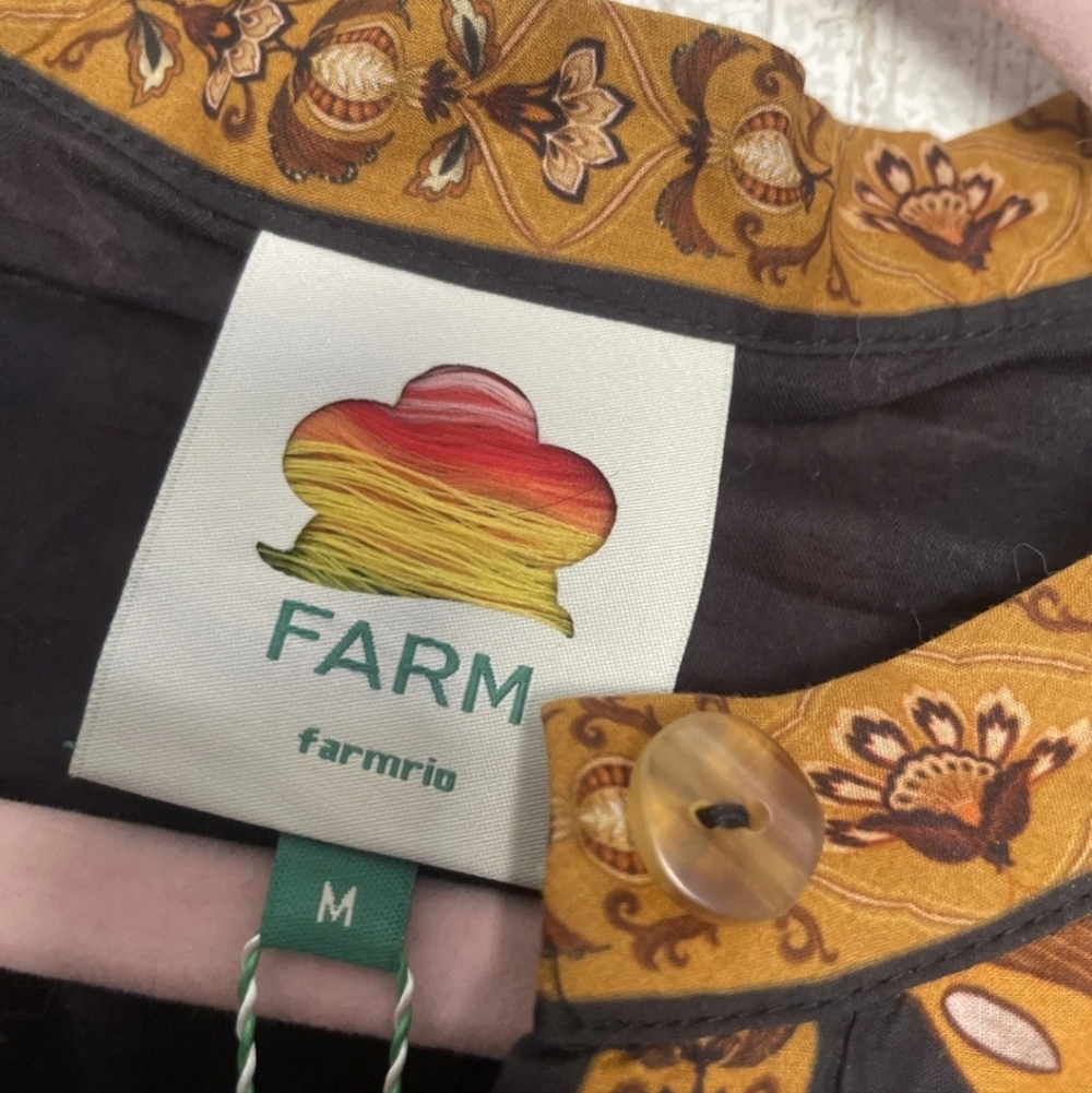 NWT Farm Rio Size Medium Majestic Garden Black Mini Dress Belt - Picture 2 of 14